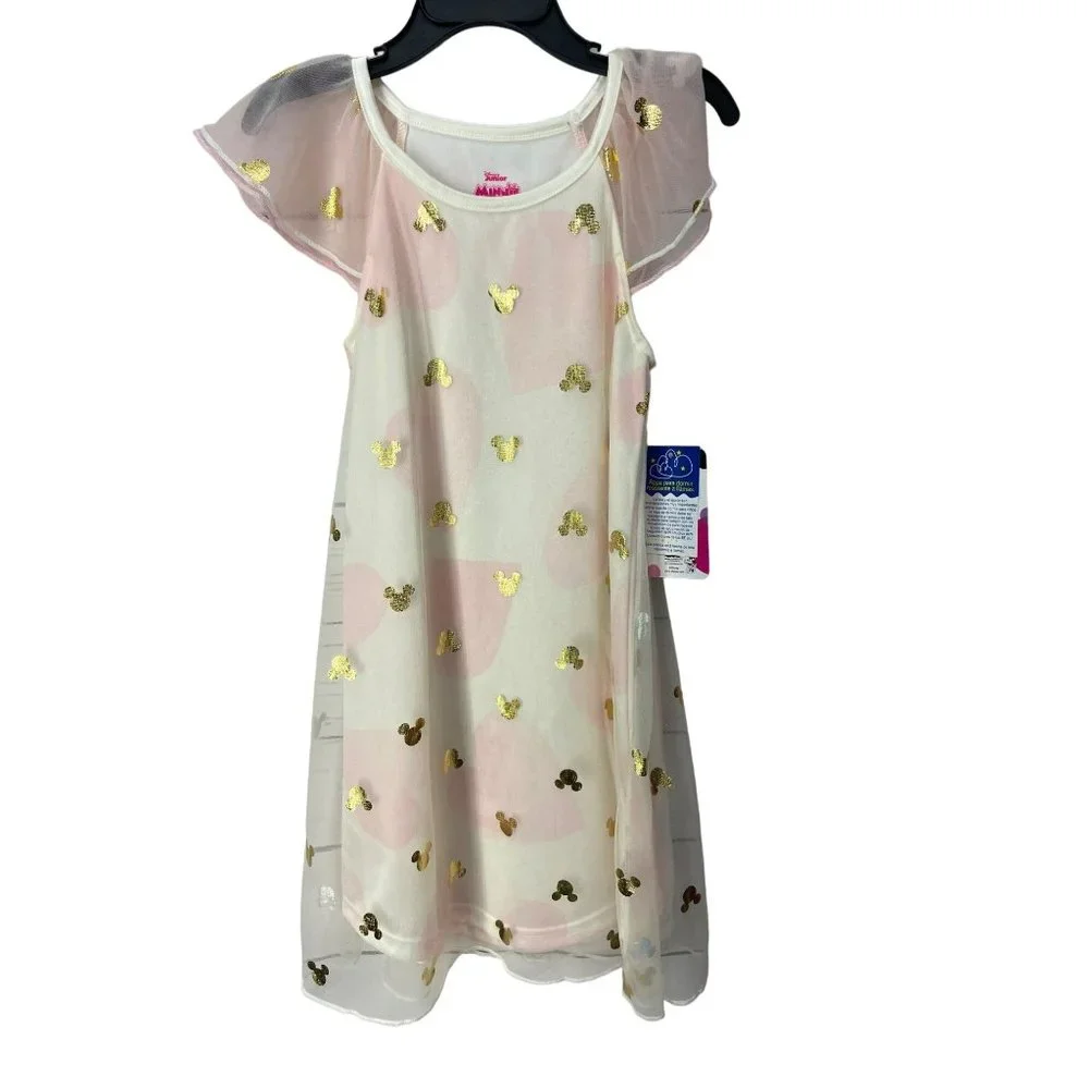 Disney Minnie Mouse Toddler Girl's Valentine's Day Foil Hearts Nightgown Gown 5t
